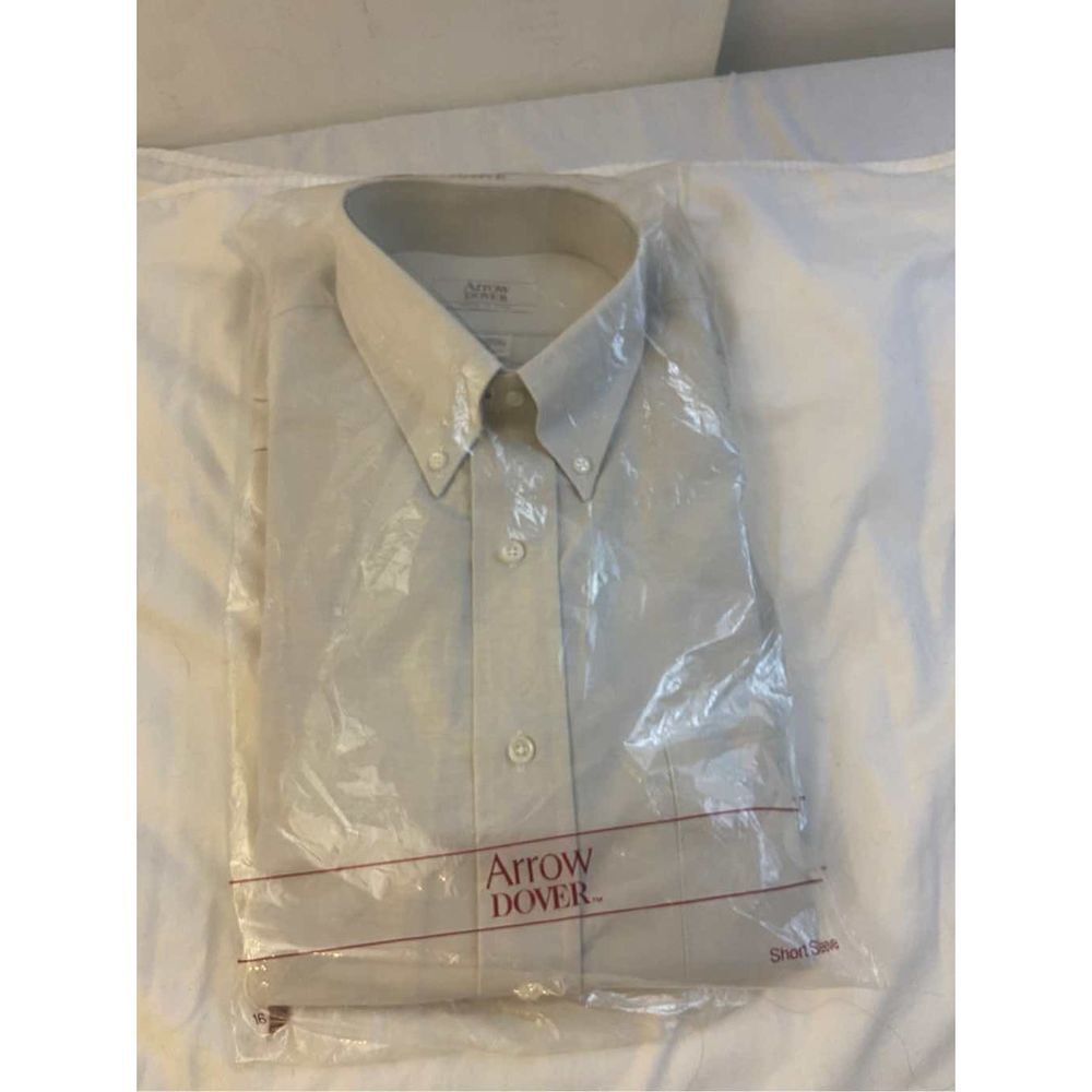 New Arrow Dover Mens Dress Shirt short sleeved‎ Gray shirt size 16 USA